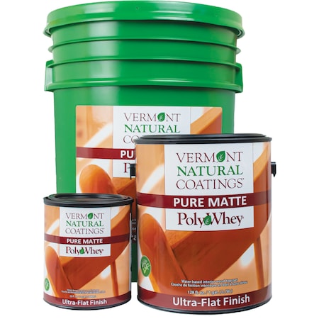 Vermont Natural Coatings Vermont Natural Coatings PolyWhey Ultra Flat White Water-Based Waterborne Wood Finish 5 gal 101272